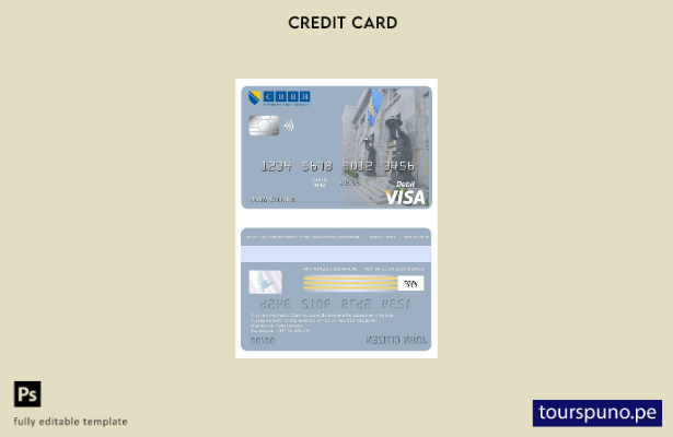 listo para imprimir plantilla de tarjeta visa del banco central de Bosnia y Herz